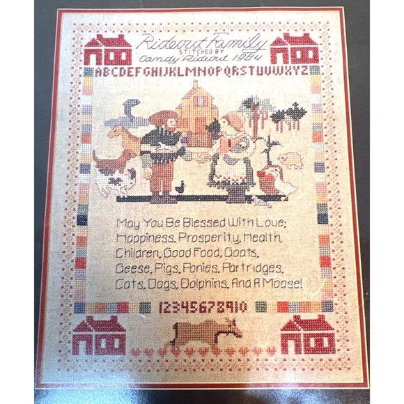 Katydid Welsh Sampler Cross Stitch Pattern With Farm Animals & Alphabet - Picture 2 of 3